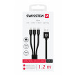 Kabeli za punjenje i sinhronizaciju Swissten DATA CABLE TEXTILE 3in1 1,2 M BLACK