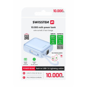Power bank eksterne baterije Swissten Space 10000 mAh USB-C + Lightning plava modrá