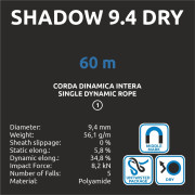 Uže za penjanje Camp Shadow 9.4 Dry - 60m