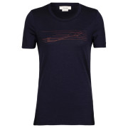 Ženska majica Icebreaker Tech Lite II SS Tee Ski Stripes tamno plava