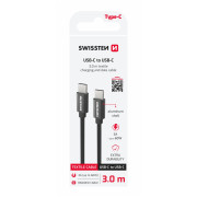 Kabeli za punjenje i sinhronizaciju Swissten Textile USB-C / USB-C 3 m crna černá