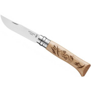 Nož Opinel VRI br.08 Inox s gravurom Skiing prirodno Natural