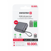 Power bank eksterne baterije Swissten Space 10000 mAh, 35W USB-C srebrena stříbrná