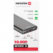 Power bank eksterne baterije Swissten WORX II 10000 mAh siva
