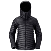 Ženska jakna od perja Norrona trollveggen down800 super light Hood crna Caviar Black