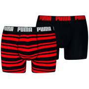 Muške bokserice Puma Everyday Striped Boxers 2P crna/crvena Red / Black