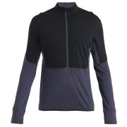 Muške funkcionalne majice dugih rukava Icebreaker Men Merino 200 Realfleece™ Descender LS Half Zip crna Black/Graphite/Cb