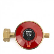 Regulator pritiska Gimeg Universální regulátor tlaku plynu s tlakovou pojistkou Gimeg 30 Mbar Kombi se závitem 1/4" crvena