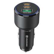 Adapter Swissten Car Charger 2x USB-C PD + USB-A, 95 W + cabel USB-C / USB-C, 1 m