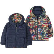Dječja jakna Patagonia Baby Reversible Down Sweater Hoody - LCNE plava Let's Chat: New Navy