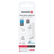 Adapter Swissten World Travel Charger 45W GaN USB-C + USB-A
