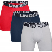 Muške bokserice Under Armour Charged Cotton 6in 3 Pack crvena Red/Academy/ModGrayMediumHeather