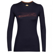 Ženska termo majica Icebreaker 200 Oasis LS Crewe Ski Stripes tamno plava