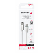 Kabeli za punjenje i sinhronizaciju Swissten Textile USB-C / USB-C 1,2 m srebrena stříbrná