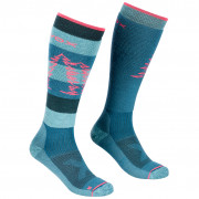 Ženske čarape Ortovox W's Free Ride Long Socks plava PacificGreen