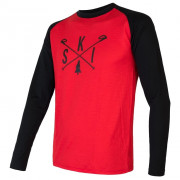 Muška majica Sensor Merino Active Pt Ski, dugi rukav crna/crvena