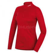 Ženska funkcionalna majica Husky Merino zip, dl.rukáv crvena