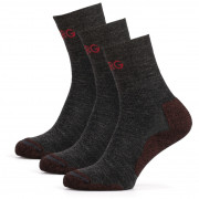 Ženske čarape Warg Trek Merino 3-pack siva/crvena
