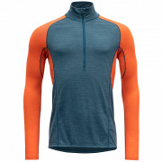 Muške funkcionalne majice Devold Running Merino 130 Zip Neck Man plava/narančasta