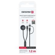 Kabeli za punjenje i sinhronizaciju Swissten Wireless magnetic charging cable 2in1 for Samsung Watch + USB-C 1,2 m