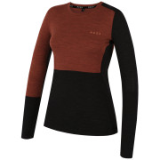 Ženska majica MOOA MerinoSilk Block 160 long narančasta cinnamon melange