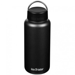 Boca od nehrđajućeg čelika Klean Kanteen Wide w/Wide Loop Cap - brushed stainless 1182 ml crna