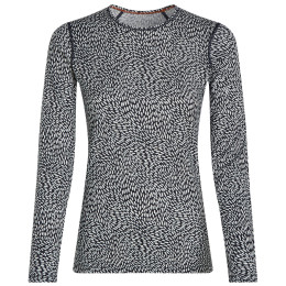 Ženska funkcionalna majica Icebreaker Women Merino 200 Oasis LS Crewe Flock Forms AOP bijela/crna Mdnav/Snow/Aop