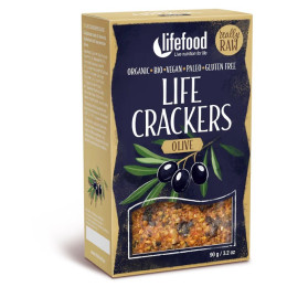 Proteinske pločice Lifefood LIFE CRACKERS Olivové RAW BIO 90 g smeđa