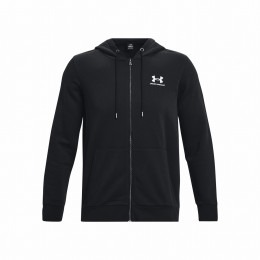 Muška dukserica Under Armour Essential Fleece FZ Hood crna Black/White