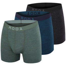 Muške bokserice MOOA MerinoSilk 4in 3-pack mješavina boja black melange+lagoon blue melange+green melange