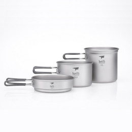 Set posuđa Keith Titanium Titanium pot and Pan Cook Set 3-Piece siva