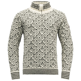 Džemper Devold Svalbard Wool Zip Neck bijela/siva OFFWHITE/ANTHRACITE