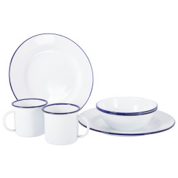 Set posuđa Bo-Camp Tableware enamel 6 pcs bijela/plava Blue