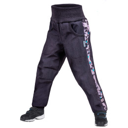 Dječje softshell hlače Unuo sa uzorkom siva/plava