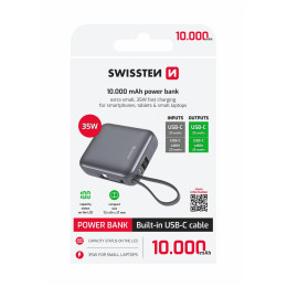 Power bank eksterne baterije Swissten Space 10000 mAh, 35W USB-C srebrena stříbrná