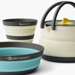 Set posuđa Sea to Summit Frontier UL Collapsible Kettle Cook Set 1P 3 Piece bež / bijela