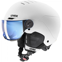 Dječja skijaška kaciga Uvex Rocket Jr. Visor bijela white - black mat