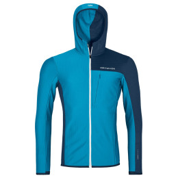 Muške funkcionalne majice dugih rukava Ortovox Fleece Light Grid Hooded Jkt M plava mountain blue