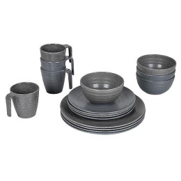 Set posuđa Bo-Camp Tableware 100% Melamine Stone siva Grey