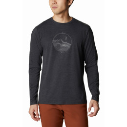 Muška majica Columbia Tech Trail™ Graphic Long Sleeve crna BlackHeatherRoundedContourGraphic