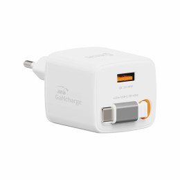 Adapter Swissten SlideCharge Gan 45W, 1X USB-A 18W + kabel USB-C 0,75 m bijela bílá