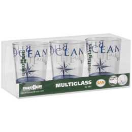 Set čaša Brunner Set Multiglass Blue Ocean SAN - 3 kom