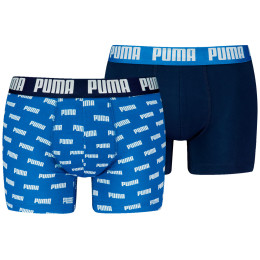 Muške bokserice Puma Everyday Aop Print Boxer 2P plava / svijetloplava Blue Combo