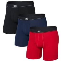 Muške bokserice Saxx Essential Cotton Boxer Brief Fly 3Pk crvena red/maritime/black
