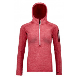 Ženska dukserica Ortovox Fleece Light Melange Zip Neck crvena HotCoral