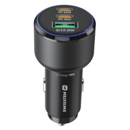 Adapter Swissten Car Charger 2x USB-C PD + USB-A, 95 W + cabel USB-C / USB-C, 1 m