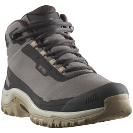 Ženske zimske cipele Salomon Shelter Waterproof siva Plum Kitten / Phantom / Desert Tan