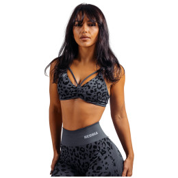 Sportski grudnjak Nebbia Medium Support Leopard Sports Bra Primal crna BLACK LEOPARD