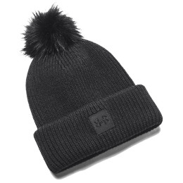 Ženska kapa Under Armour Halftime Ribbed Pom crna