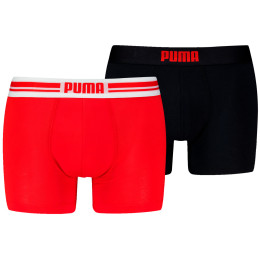 Muške bokserice Puma Everyday Placed Logo Boxer 2P crna/crvena Red / Black